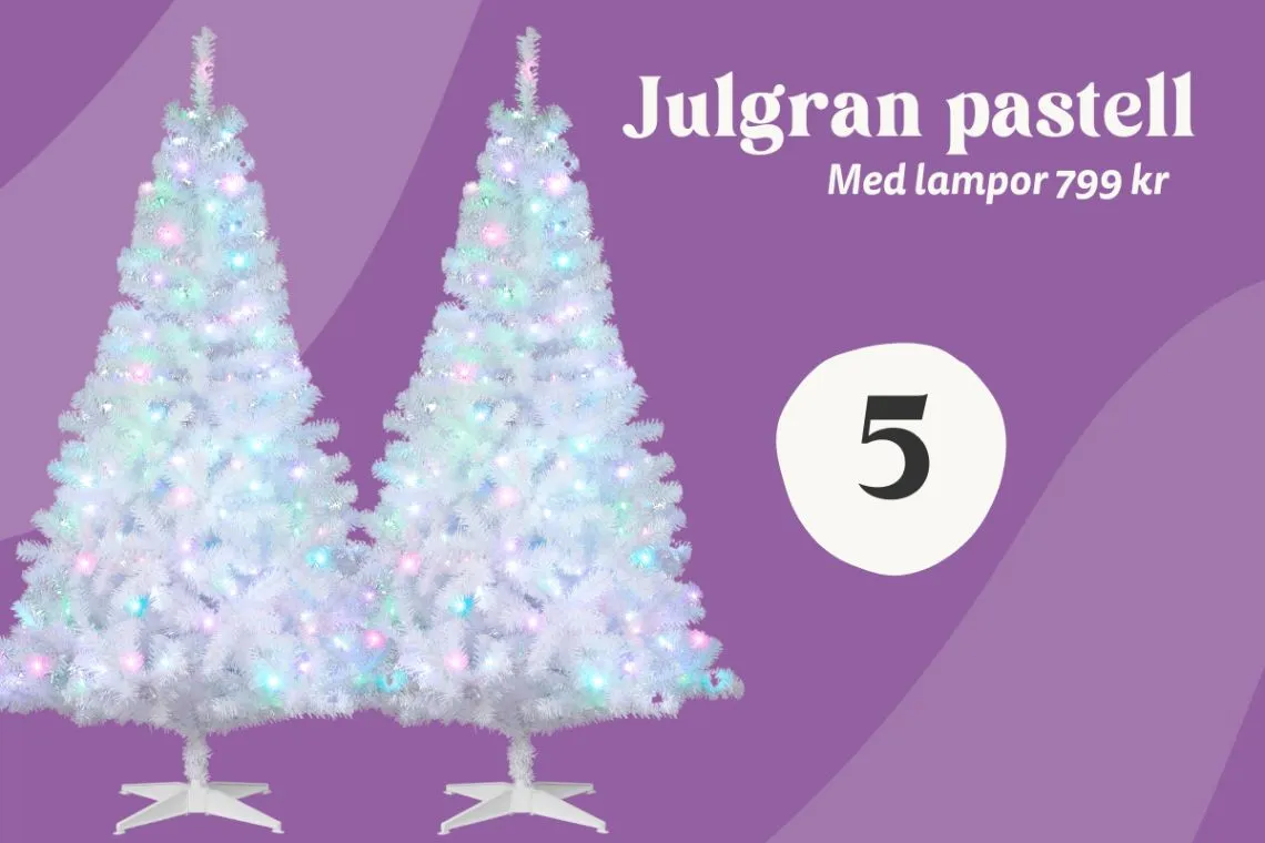 Rusta jul 2023 - pastell julgran - julpynt för barnrum - julgran med lampor