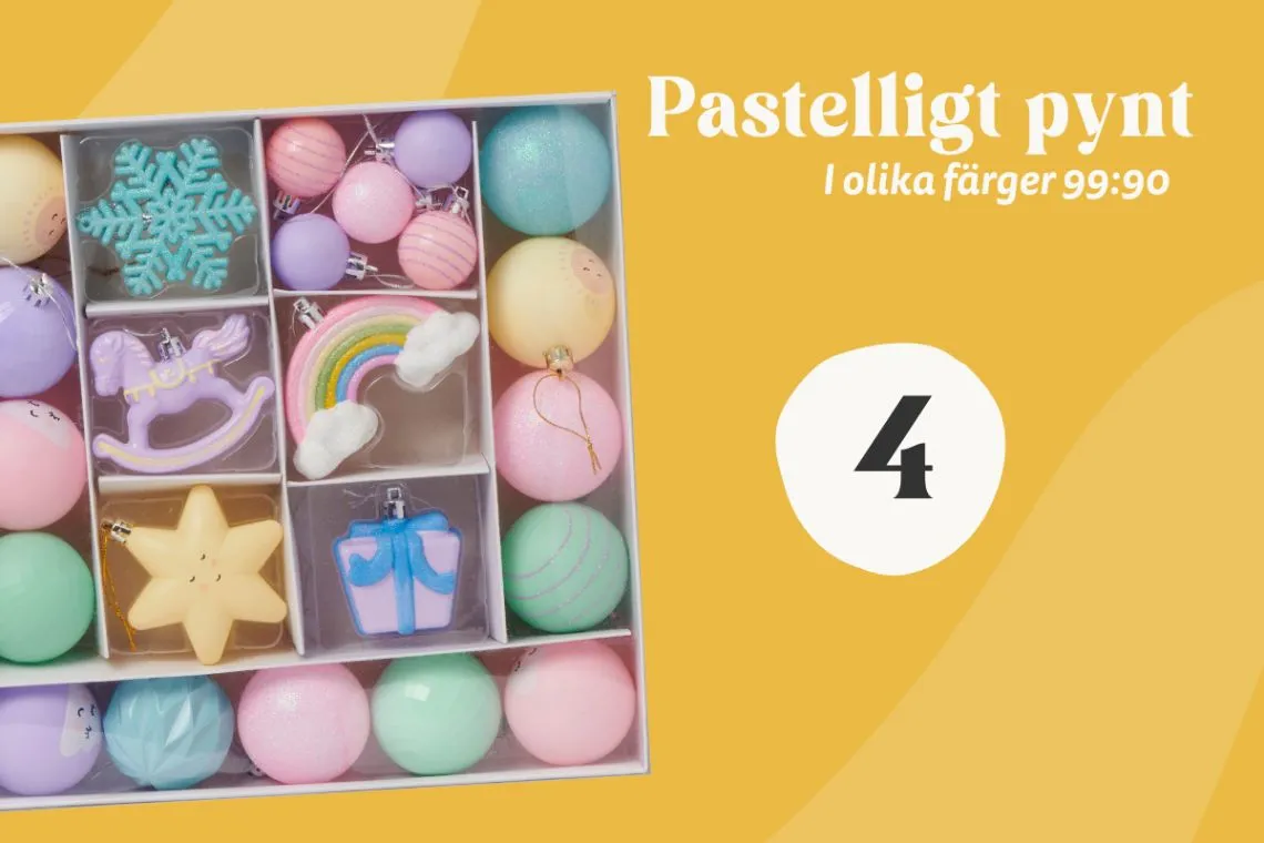 Jul Rusta 2023 julpynt pastell julpynt till julgran - rosa julpynt - lila julpynt - julpynt för barnrum