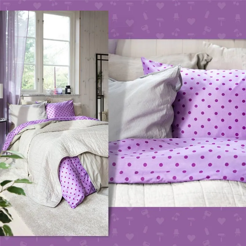 Rusta vår 2023 bäddset med prickar lila