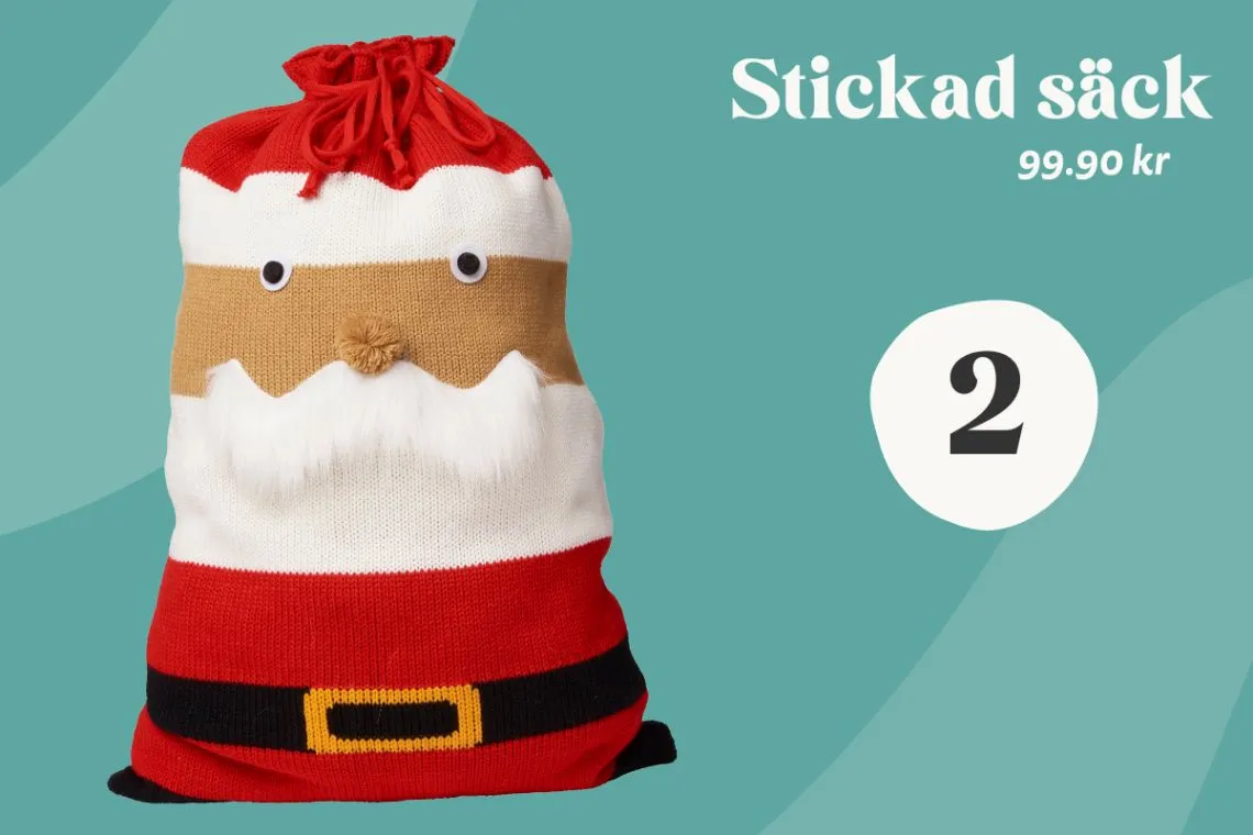 Jul Rusta 2023 - Stickad säck tomte - julpynt - Rustas julpynt