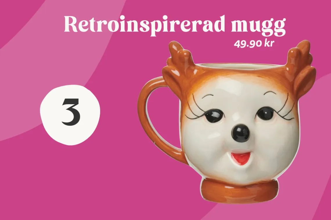 Rusta jul 2023 - retromugg rådjur ren julpynt julmugg