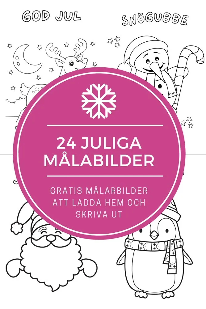 Målarbilder att skriva ut - 24 julbilder