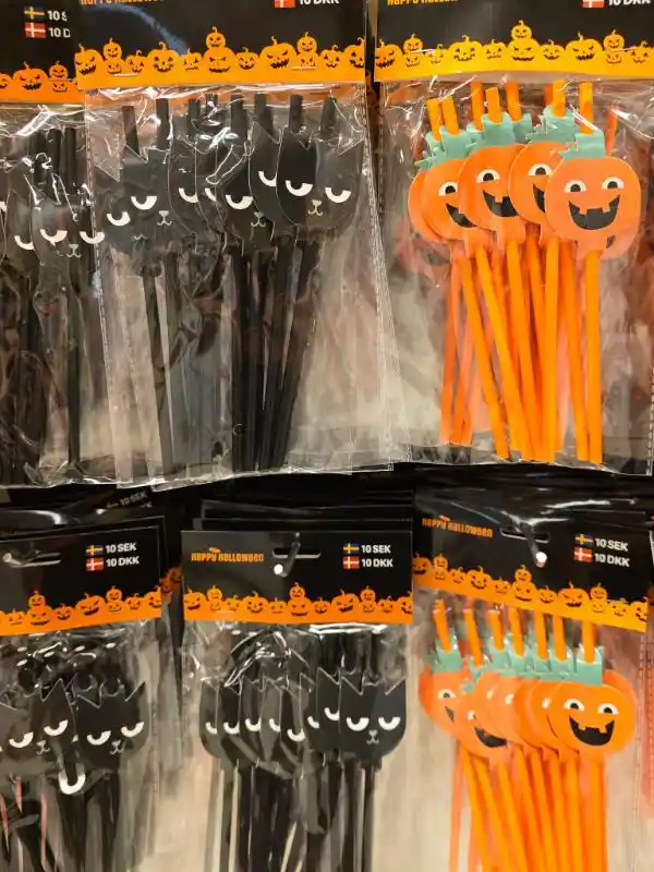 Dollarstore Halloween sugrör katt pumpa