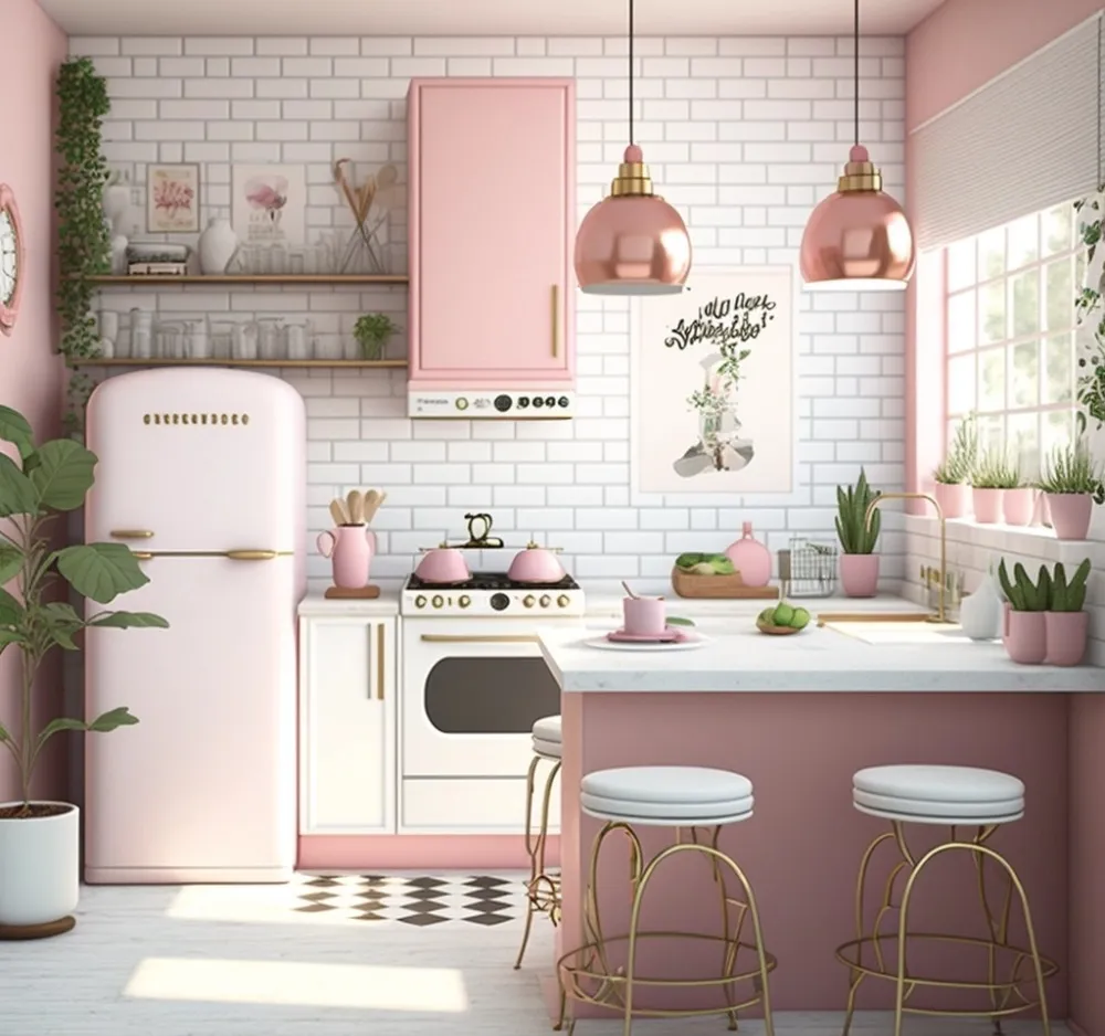 inspiration rosa kök köksö vitt kakel